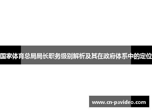 国家体育总局局长职务级别解析及其在政府体系中的定位