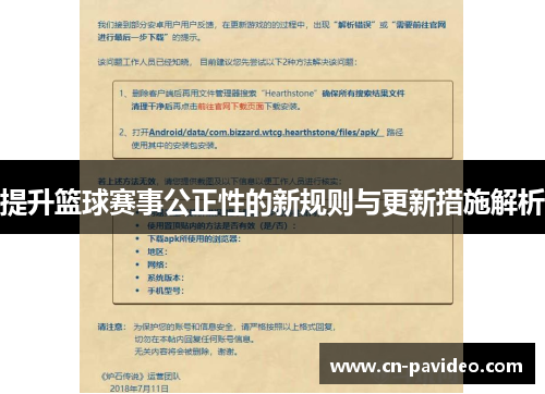 提升篮球赛事公正性的新规则与更新措施解析 提升篮球赛事公正性的新规则与更新措施解析
